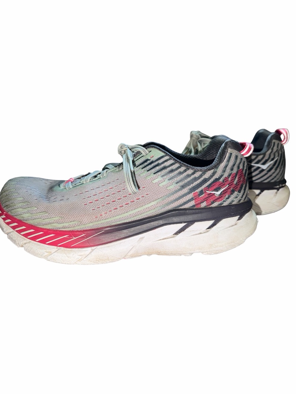 Hoka One One Clifton 5 Alloy Running Shoes Women’s Size 9 Wide Gray Pink
